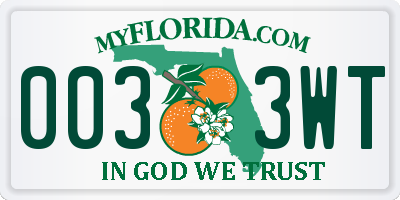 FL license plate 0033WT