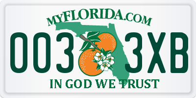 FL license plate 0033XB