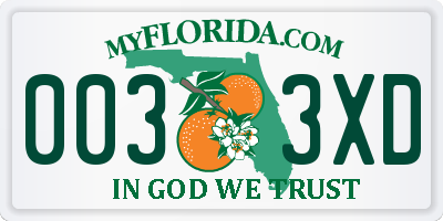 FL license plate 0033XD