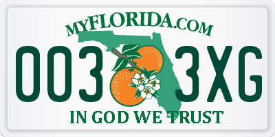 FL license plate 0033XG