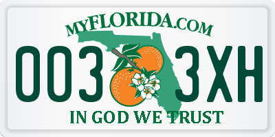 FL license plate 0033XH