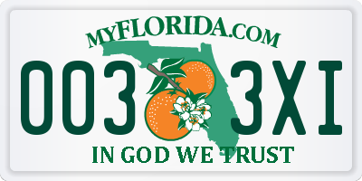 FL license plate 0033XI