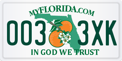 FL license plate 0033XK