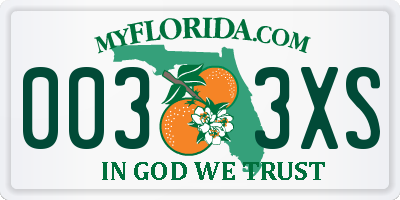 FL license plate 0033XS