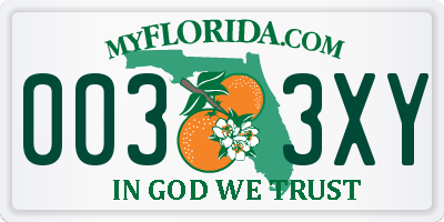 FL license plate 0033XY