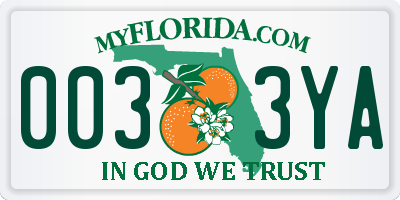 FL license plate 0033YA