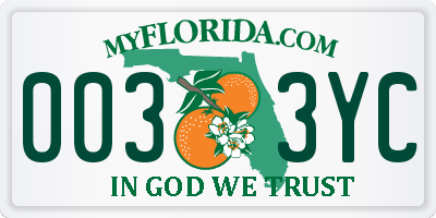 FL license plate 0033YC