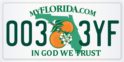 FL license plate 0033YF