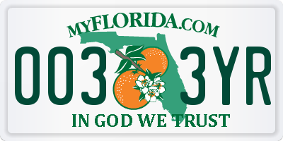 FL license plate 0033YR