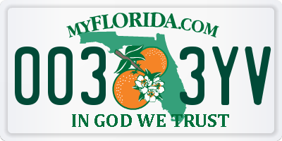 FL license plate 0033YV
