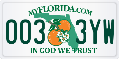FL license plate 0033YW