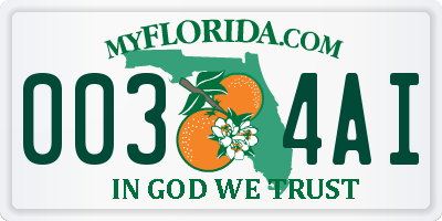FL license plate 0034AI