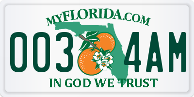 FL license plate 0034AM