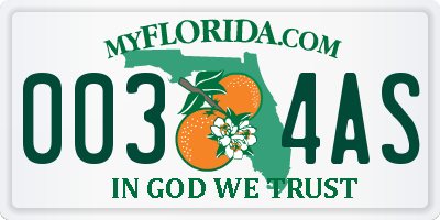 FL license plate 0034AS