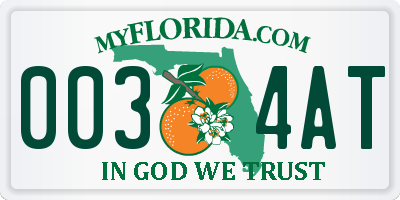 FL license plate 0034AT