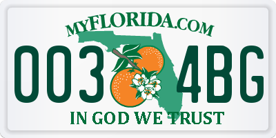 FL license plate 0034BG