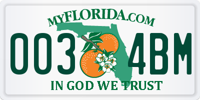 FL license plate 0034BM