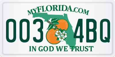FL license plate 0034BQ