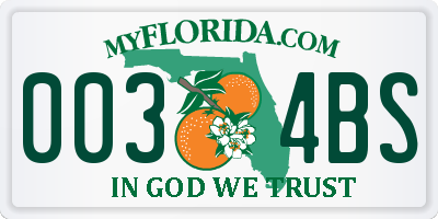 FL license plate 0034BS