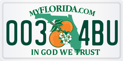 FL license plate 0034BU