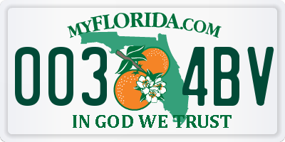 FL license plate 0034BV