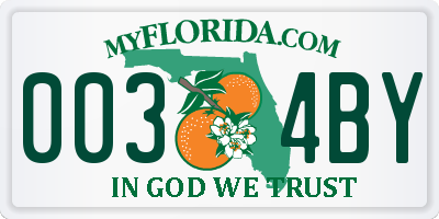 FL license plate 0034BY