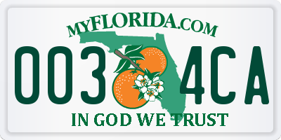 FL license plate 0034CA