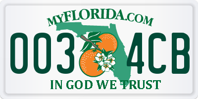 FL license plate 0034CB