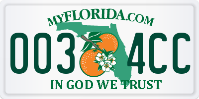 FL license plate 0034CC