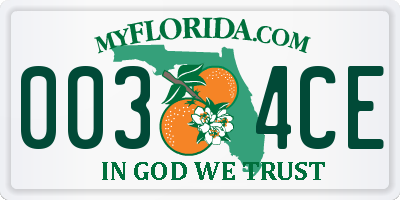 FL license plate 0034CE