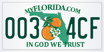 FL license plate 0034CF