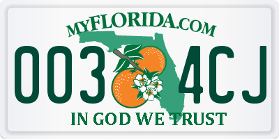 FL license plate 0034CJ