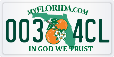 FL license plate 0034CL