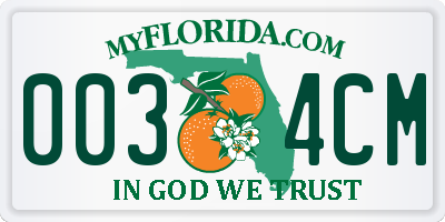 FL license plate 0034CM