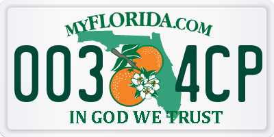 FL license plate 0034CP