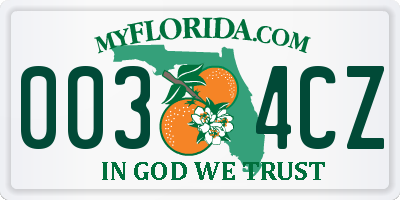 FL license plate 0034CZ
