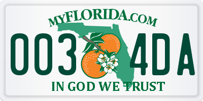 FL license plate 0034DA