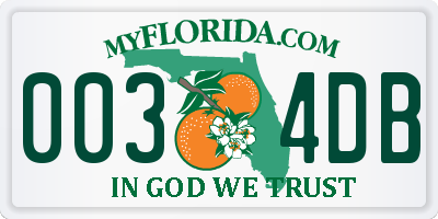FL license plate 0034DB
