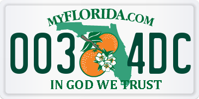 FL license plate 0034DC