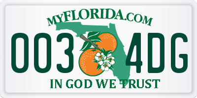 FL license plate 0034DG