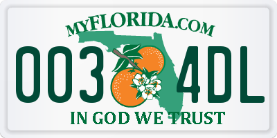 FL license plate 0034DL