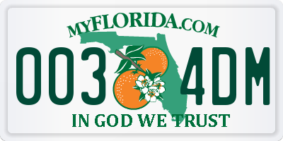 FL license plate 0034DM