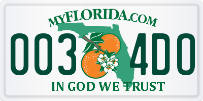 FL license plate 0034DO