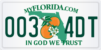 FL license plate 0034DT