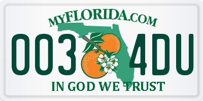 FL license plate 0034DU