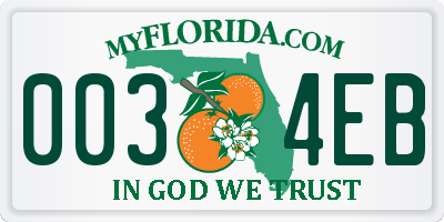 FL license plate 0034EB