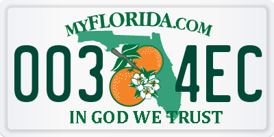 FL license plate 0034EC