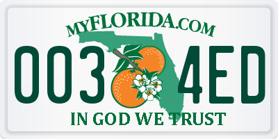 FL license plate 0034ED