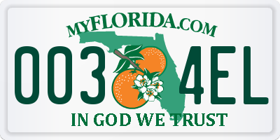 FL license plate 0034EL