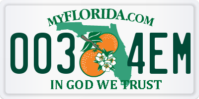 FL license plate 0034EM